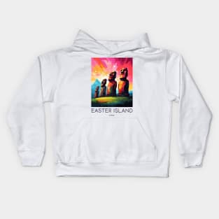 A Pop Art Travel Print of Easter Island - Chile Kids Hoodie